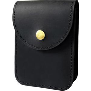 Genuine Leather Playing Card Case, Single Deck Playing Card BoxLeather Pouch Multipurpose with Belt Clip for Carrying Cards Small Tools Storage (Black)
