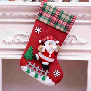 2025 New Christmas Santa Stockings, Plush Velvet Christmas Stockings, Plush Christmas Stocking with 3D Santa Figurines, Xmas Stocking Holiday Christmas Decoration Gifts for Family Kids12.2"*7.48"