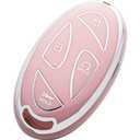 LECART Key Case Fit for Hyundai 2025 2024 Sonata Tucson Santa Fe Elantra Kona Smart Key, 5 Buttons Full Coverage TPU Key Fob Protector Cover, Stylish Anti Scratch Key Accessory 2 Pack White & Pink