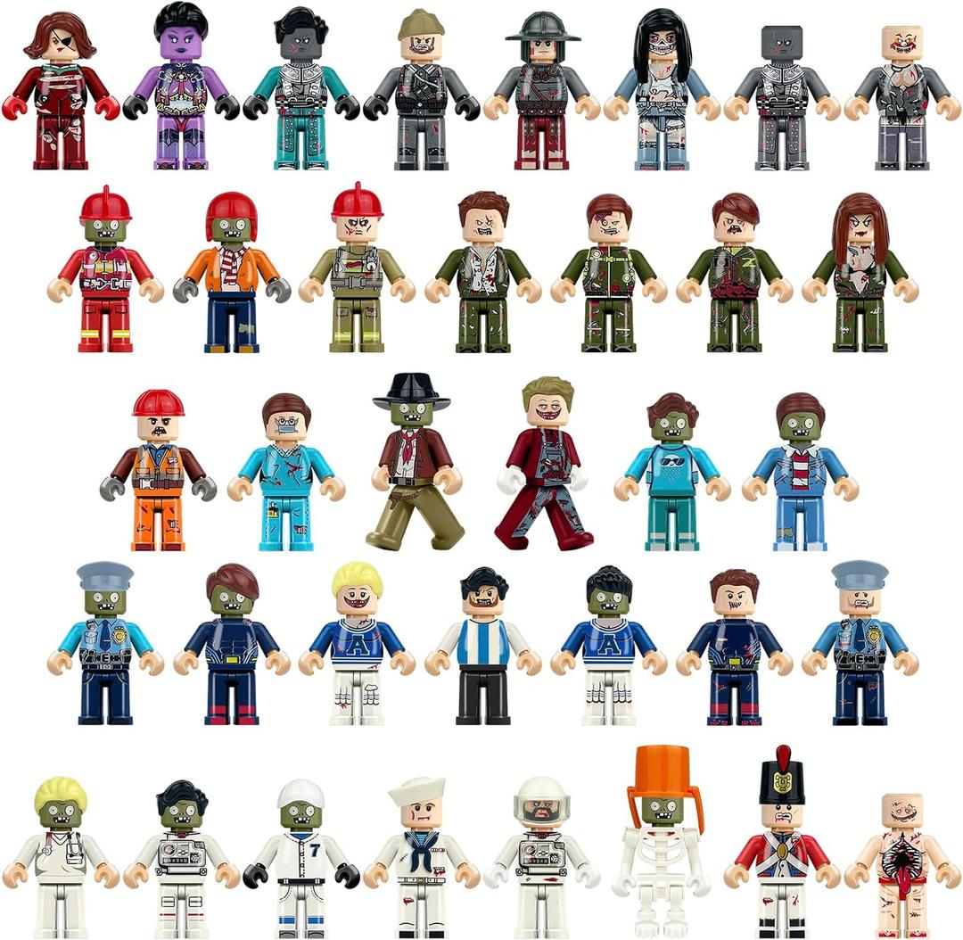 Minifigures, 36PCS Zombie Mini People Figurines, Horror Movable Building Bricks Minifigs, Easter Egg Stocking Stuffers Christmas Halloween Birthday Party Favors, Gift for Kids Boys Girls
