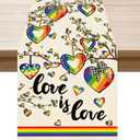 2 x XCHI Rainbow Love Heart Love is Love LGBTQ Table Runner Pride Day Inclusion Lesbian Gay Bisexual Transgender Queer Homosexual Equality Decorations for Home Kitchen Party 13x72 Inch
