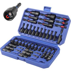 WORKPRO 39-Piece Magnetic Nut Driver Set, Impact Drill Driver Bit 1/4" Hex Shank, SAE & Metric Cr-V Steel Power Nut Drivers with Impact Socket Adapters, Screwdriver Bits, Bit Holder, Sturdy Tool Box