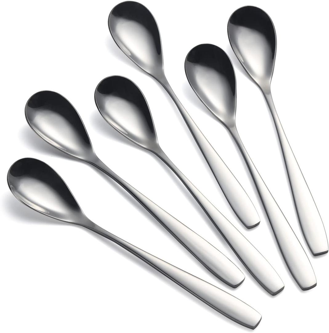 Stainless Steel Egg Spoons - 5.5 in Set of 6 for Soft Boiled Eggs, Dessert, Tea, Coffee, Ice Cream
