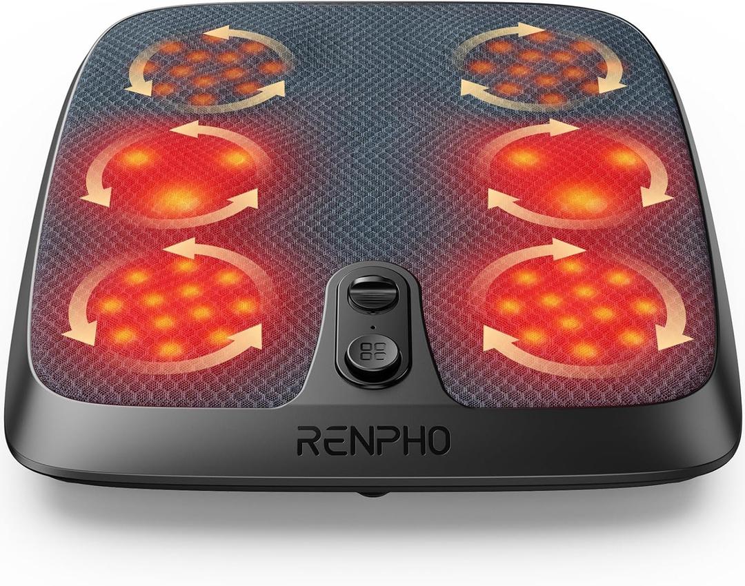 RENPHO FSA Slim Electric Shiatsu Foot Massager with Heat - Foot-Enabled On/Off Pressure Trigger for Easy Use, Deep Kneading for Neuropathy & Plantar Fasciitis Relief, Gifts for Women, Fits Under Sofa
