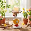 Reallnaive Silly Goose with Raincoat Candle Holder Cute Duck Candle Holder Silly Goose with Floral Umbrella Decorative Candlestick Stand for Home Spring Living Room Garden Decor