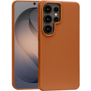 For Samsung Galaxy S26 Ultra Leather case Compatible with MagSafe for Professional Men Women Brown, Full Grain Leather, Wireless Charging, Metal Buttons Camera Bezel, Ultra-Thin fit