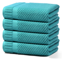 100% Cotton Bath Towels for Bathroom,Highly Absorbent Bath Towels Set Quick Dry,Luxury Soft Towels for Hotel(4 Piece,Turquoise)