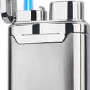 HONEST Torch Lighter Butane Windproof Lighter Mens Gifts Lighter for Candle Camping Family Use (Silver)