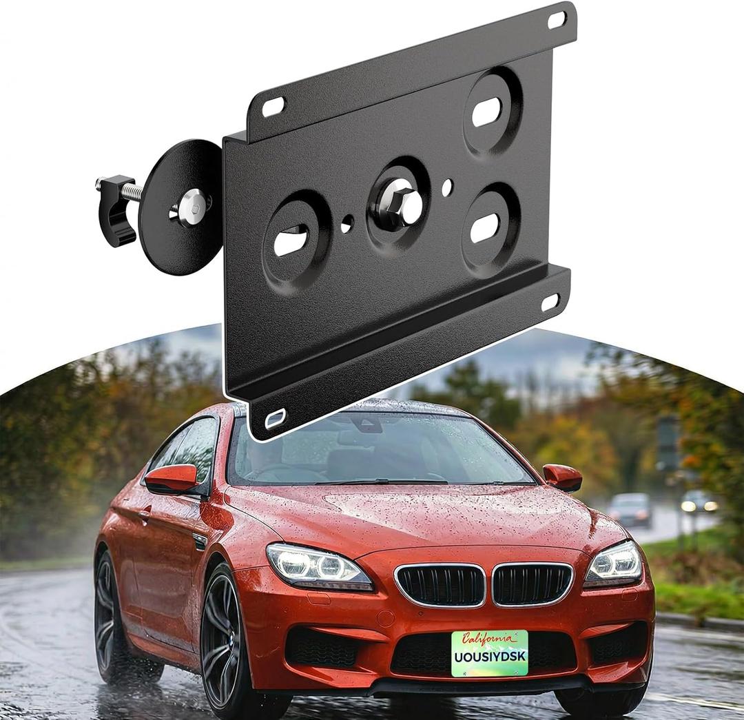 Front License Plate Bracket Compatible with BMW M2 M3 M4 M5 M6 X5M X6M or M-Sport 1 2 3 4 5 Series X5 X6 No Drill Grille License Plate Holder, Car Tag Frame, Bumper Relocator Adapter Kit