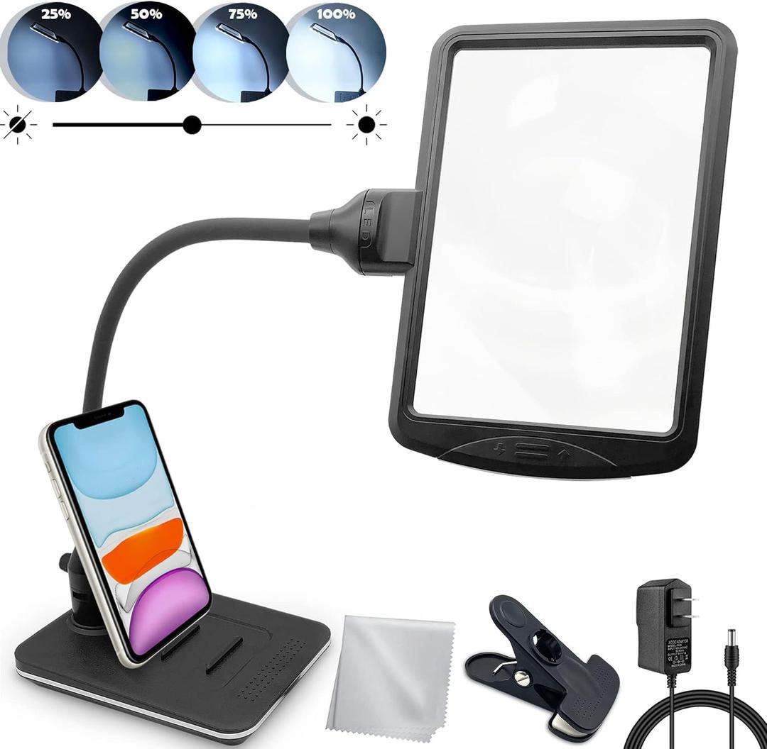 4X Gooseneck Magnifying Lamp Lighted with 28 SMD LEDs, Table Desktop Standing Hobby Tool Magnifier Hands-Free with Clamp for Sewing, Crafts, Close Work, etc.