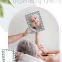 9.45 x 7.09 Inch Vanity Table Mirror Bubble Crystal Framed Desk Makeup Mirror Beaded Standing Room Decor for Dressing Tabletop Living Room Bedroom Office Home