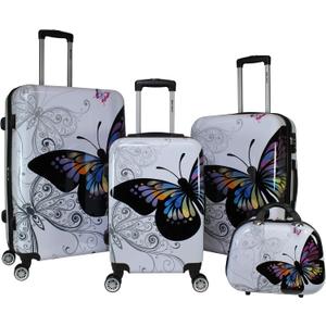World Traveler Butterfly Luggage, 4-Piece Set