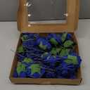 Higfra Artificial Flowers 25pcs Real Looking Royal Blue Foam Fake Roses with Stems for DIY Wedding Bouquets White Bridal Shower Centerpieces Arrangements Mothers Day Party Tables Decorations