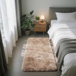 Fluffy Rug Shag Area Rug, Mottling Beige 3x5 Area Rugs for Bedroom, Small Bedside Rug, Soft Fluffy Shag Entryway Throw Rugs for Living Room Bedroom Kids Room Home Decor