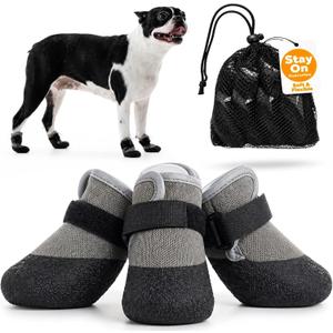 Soft Upper & Flexible Sole Dog Summer Shoes for Hot Pavement, Stay-On, Size: M