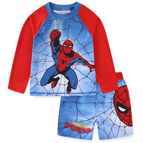 Marvel Spider-Man Boys UPF 50+ Rash Guard and Swim Trunks for Toddler and Big Kids Red/Blue 

size 10/12