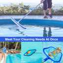 Swimming Pool Brush with Pool Skimmer Net Kit,17.5" Aluminum Pool Cleaning Brush with Nylon Pool Bristles, Heavy Duty Pool Fine Mesh Frame Net, Pool Cleaner Supplies(Pole not Included)