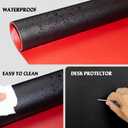 Double-Sided Leather PU Large Mouse pad, Computer Desk pad Non-Slip, Waterproof, Easy to Clean, Suitable for Office and Home Office Writing (Black and Red, 31.515.7 Inches)