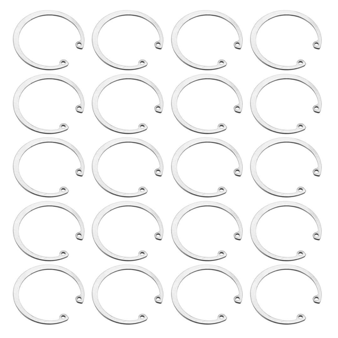 uxcell 20Pcs 50mm Internal Retaining Ring Circlip, 304 Stainless Steel Internal Circlip Snap Rings C-Clips for Grooved Shafts Studs, Silver Tone