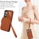Asuwish Phone Case for Samsung Galaxy S25 5G Wallet Cell Cover with Tempered Glass Screen Protector Wrist Crossbody Strap RFID Blocking Credit Card Holder S 25 25S 25 25S SM-S931U Women Girls Brown