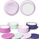 Porcelain Kids Bowls with Removable Silicone Sleeve & Lid  Strong Suction Base, Microwave & Dishwasher Safe, Toddler-Proof, Non-Slip Ceramic Feeding Bowls for Babies & Toddlers (Set of 4) (Blueberry/Sweet Sage/Deep Purple/Lilac Rhapsody)