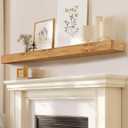 Fireplace Mantel Handmade, 3'' Thick Wall Decor Long Floating Shelf, 72inch Rustic Wood Shelf with Invisible Brackets, Wood Color, 72x3x8-hollow