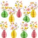 SUNBEAUTY 9 PCS Daisy Honeycomb Centerpieces Daisy Flower Table Centerpieces Summer Wildflower Birthday Party Decorations for Home Office, Baby Shower, Wedding Birthday Party Supplies