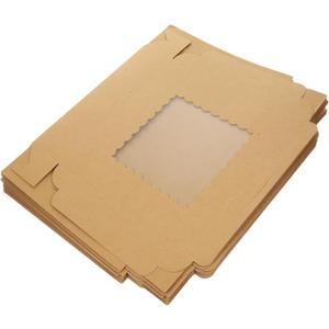 12pcs Small Cake Boxes Natural Kraft Paper Boxes Window Bakery Supplies Cookie Packing (Khaki)