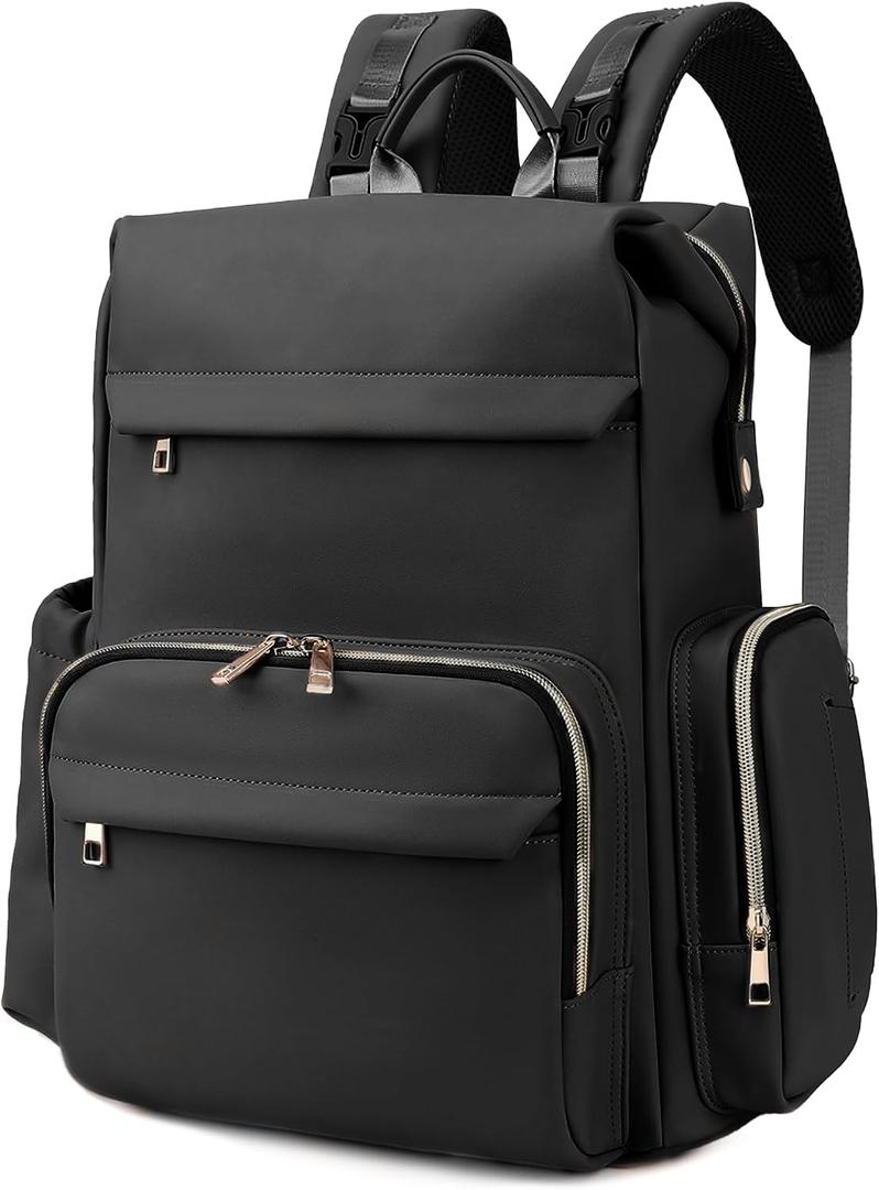 Large Capacity Diaper Bag Backpack with Changing Pad, Waterproof Baby Travel Backpack for Parents-Black