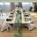 12 Pack 10Ft Cheesecloth Table Runner 35x120 Inch Boho Gauze Table Runner Cheese Cloth Long Romantic Table Runners for Wedding Bridal Shower Birthday Party Table Decor (Dusty Sage Green)