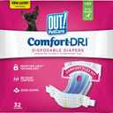 OUT! Petcare Disposable Dog Diapers, Female Dog Diapers, Incontinence Protection for Dogs, Heat Cycle Protection, Puppy Training Solution, 9-14 Waist, Toy, 32 Count