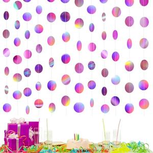 Syhood 10 Pcs Party Decorations Paper Dot Circle Garlands Glitter Streamers Hanging Banner Decor for New Year Baby Shower Wedding Birthday Backdrop Supplies (Iridescent Purple)