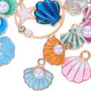 Garneck 40Pcs Seashell Charms for Jewelry Making Ocean Beach Theme Pendants for Diy Necklace Earrings Bracelets Craft Zinc Alloy 1 Inch