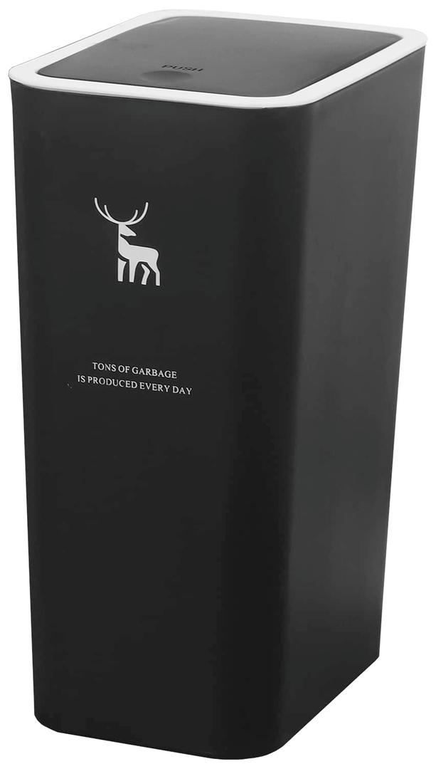 Sooyee 10 Lite Small Black Trash Can with Lid, Plastic, 2.4 Gallon, for Powder Room,Bedroom,Kitchen,Craft Room,Office, Bathroom