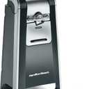 Hamilton Beach Smooth Edge Electric Automatic Can Opener for Kitchen with Easy Push Down Lever, Extra Tall, Includes Stainless Steel Scissors, Black and Chrome (76607)