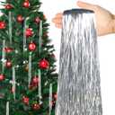 succulentlovers 22 Inch Christmas Tree Icicles Tinsel, 6000 Strands Silver Tinsel Foil Fringe Icicles, Shiny Icicle Tinsel Strands for Xmas Tree Holiday Birthday Party Wedding Decorations