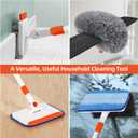 Baseboard Cleaner Tool with Handle, Extendable Long Handle Baseboard Cleaning Duster with Reusable Pads for Floorboard, Ceiling Fan Blade Cleaner Duster (Gray)