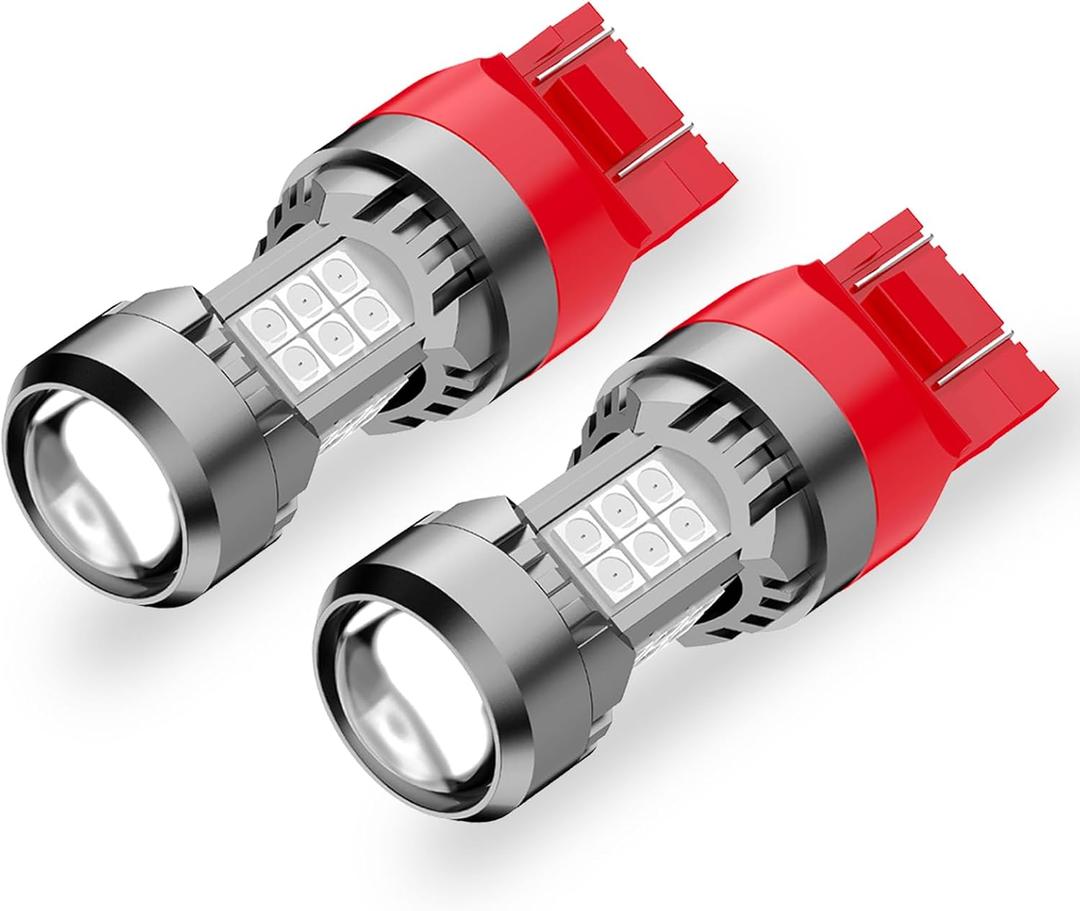 PHINLION 7443 Red LED Light Bulbs, Super Bright 7444 7443LL 7440LL LED Brake Tail Stop Lights or Rear Turn Signal Blinker Lights, Dual Filaments, Non-polarity, Pack of 2