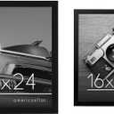 Americanflat Engineered Wood Poster Frame Bundle - Includes 18x24 and 16x20 Black Photo Frames with Plexiglass Covers and Hanging Hardware