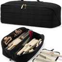 Hot Tools Travel Case with Heat Resistant Mat Pouch, Large Hair Tool Organizer Bag for Curling Iron Flat Iron Hair Dryer Hot Air Brush, Water Resistant Makeup Bag Gift for Women, Black