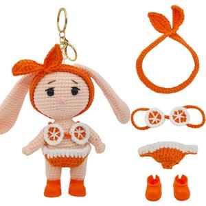 Handmade Crochet 15cm-17cm Doll Clothes Accessories with Shoes Set Outfits Compatible Cute Dress up 5.91-6.7inch Dolls Christmas Gifts for Women Kid Boys Girls (No Doll)(Orange Bikini Set)
