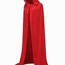 Regenboog 59inch Red Velvet Cape with Hood, Full Lenght Cloak for Adult, Christmas Halloween Costume, Masquerade, Witch Cape, Wizard Cape Adult, 150cm