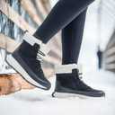 NORTIV 8 Women's Winter Boots Ankle Waterproof Lightweight Snow Sneaker Boots (Black)