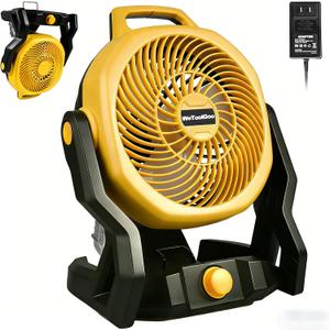 Cordless Brushless Jobsite Fan Compatible with Dewalt 20V Max Battery, Battery Powered Fan 650 CFM Variable Speed, or AC Power for Outdoor, Camping, Workshops, Office, Home, RVs (TOOL ONLY), Medium