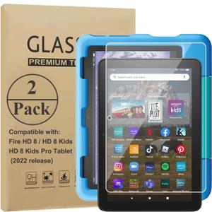 2 Pack Screen Protector for 8 Kids/Pro Tablet (2024/2022), Premium Tempered Glass Screen Film for 8-inch Tablet, Ultra Clear, Anti-Scratches, Case Friendly