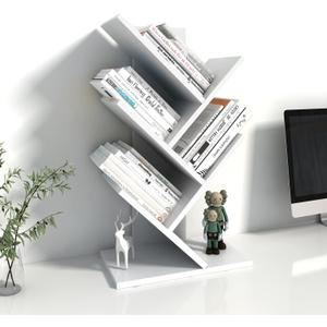 Godferyxin Small Bookcase for Desk Decor, 5-Tier White Wood Small Bookshelf Compact Corner Mini Bookcase for Bedroom, Office, or Apartment, Holds Books, CDs, and Decor Book Tree Bookshelf