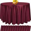 fani 12 Pack 120 Inch Burgundy Satin Tablecloth - Premium Bright Silky Round Tablecloth Overlay Smooth Fabric Table Cover, Table Decoration for Wedding Party Banquet Events Restaurant Kitchen Dining