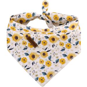 Elegant little tail Dog Bandanas - 1Pack Sunflower Print Washable Scarf Female Square Dog Bib Kerchief Scarf Adjustable Pet Bandana for Small Medium Dogs