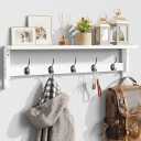 AMBIRD Coat Rack Wall Mount with Shelf, 28.9 Inches Coat Hooks Wall Mounted with 5 Hooks, Hat Wall Hooks for Hanging in Entryway, Living Room, Bathroom, Bedroom (White, 28.9 * 4.5 inches)