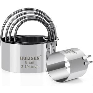 HULISEN Biscuit Cutter Set (5 Pieces/Set), Round Cookies Cutter with Handle, Professional Baking Dough Tools, Gift Package